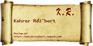 Kehrer Róbert névjegykártya